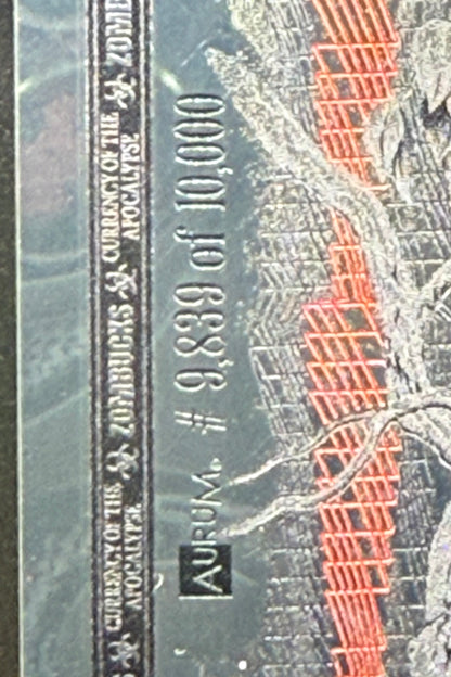 1/1000 OZT PANDAMONIUM ZOMBUCK WORLD SILVER AURUM NOTE & SLEEVE MINT (Rare 1 of 10,000)