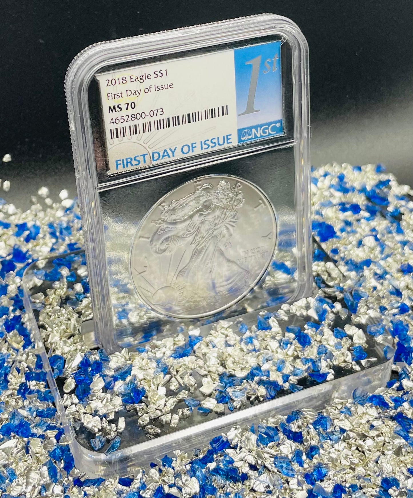 2018 $1 American Silver Eagle NGC MS70 First Day of Issue Rare Silver Foil Holder Low Mintage