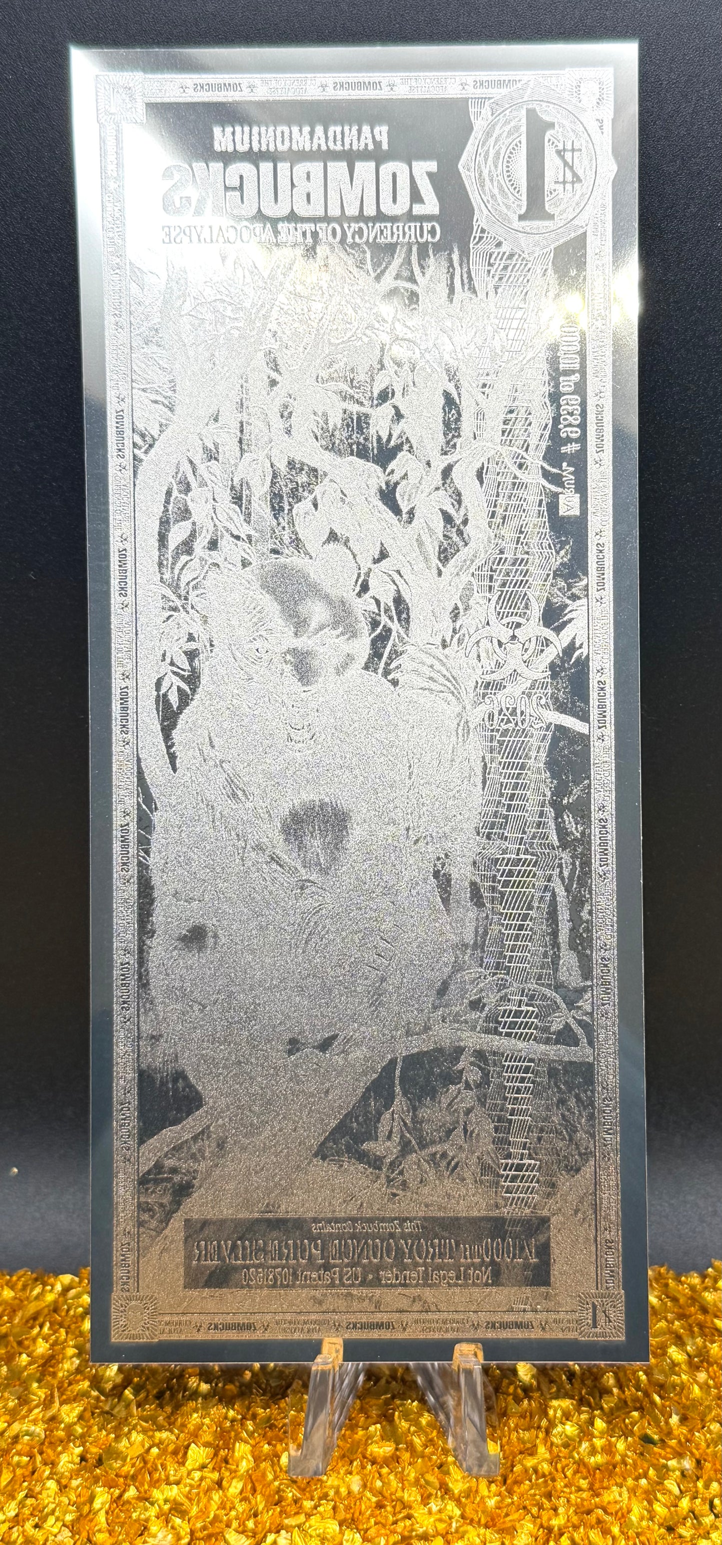 1/1000 OZT PANDAMONIUM ZOMBUCK WORLD SILVER AURUM NOTE & SLEEVE MINT (Rare 1 of 10,000)