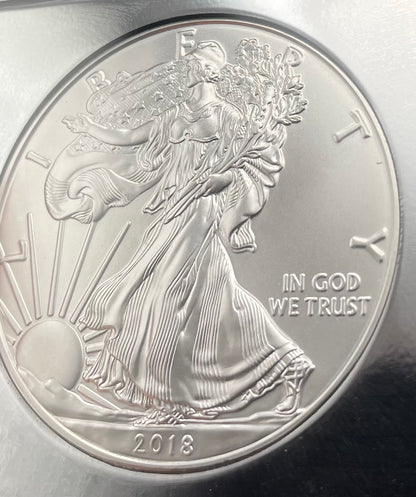 2018 $1 American Silver Eagle NGC MS70 First Day of Issue Rare Silver Foil Holder Low Mintage