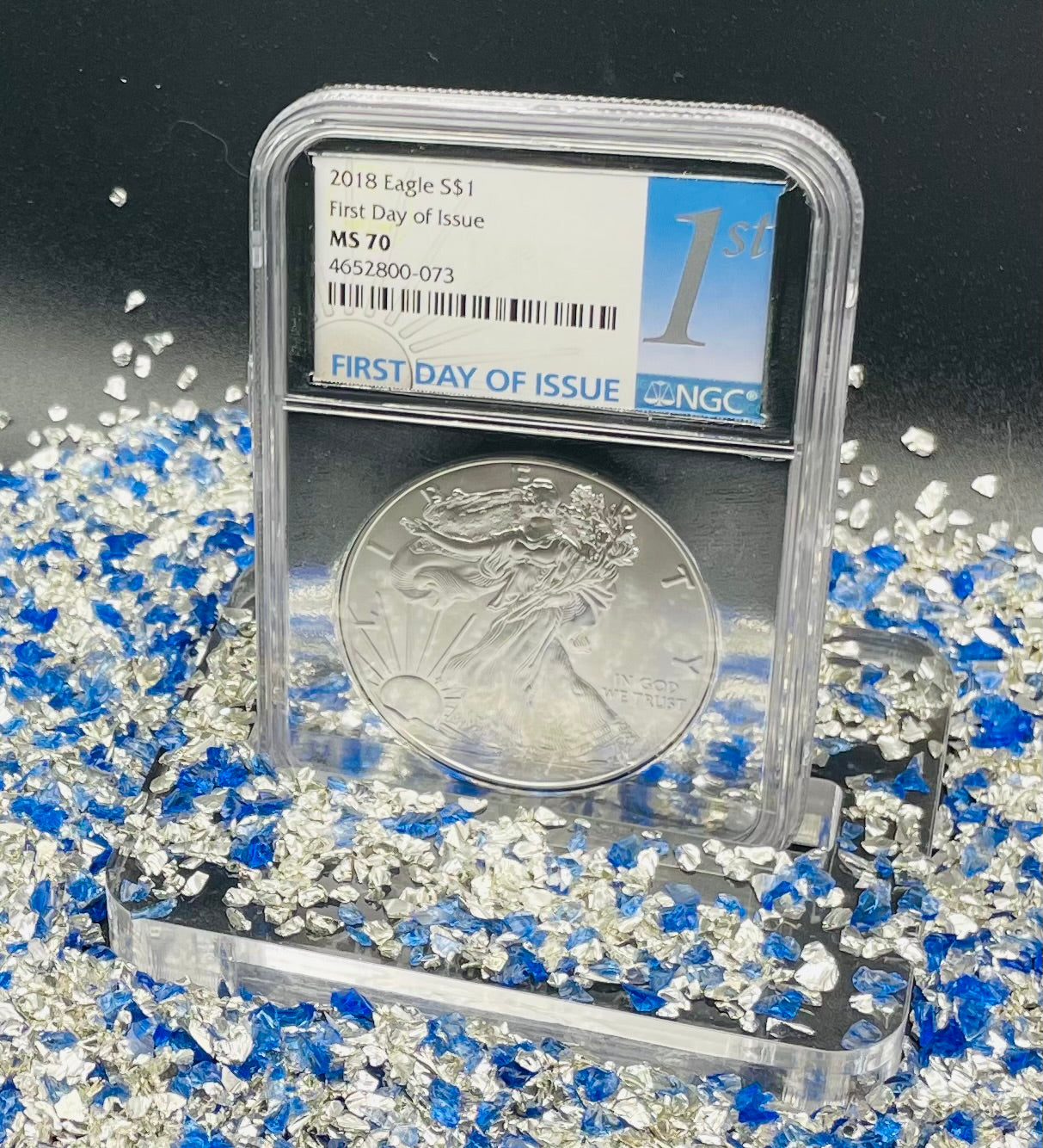 2018 $1 American Silver Eagle NGC MS70 First Day of Issue Rare Silver Foil Holder Low Mintage