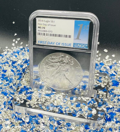 2018 $1 American Silver Eagle NGC MS70 First Day of Issue Rare Silver Foil Holder Low Mintage