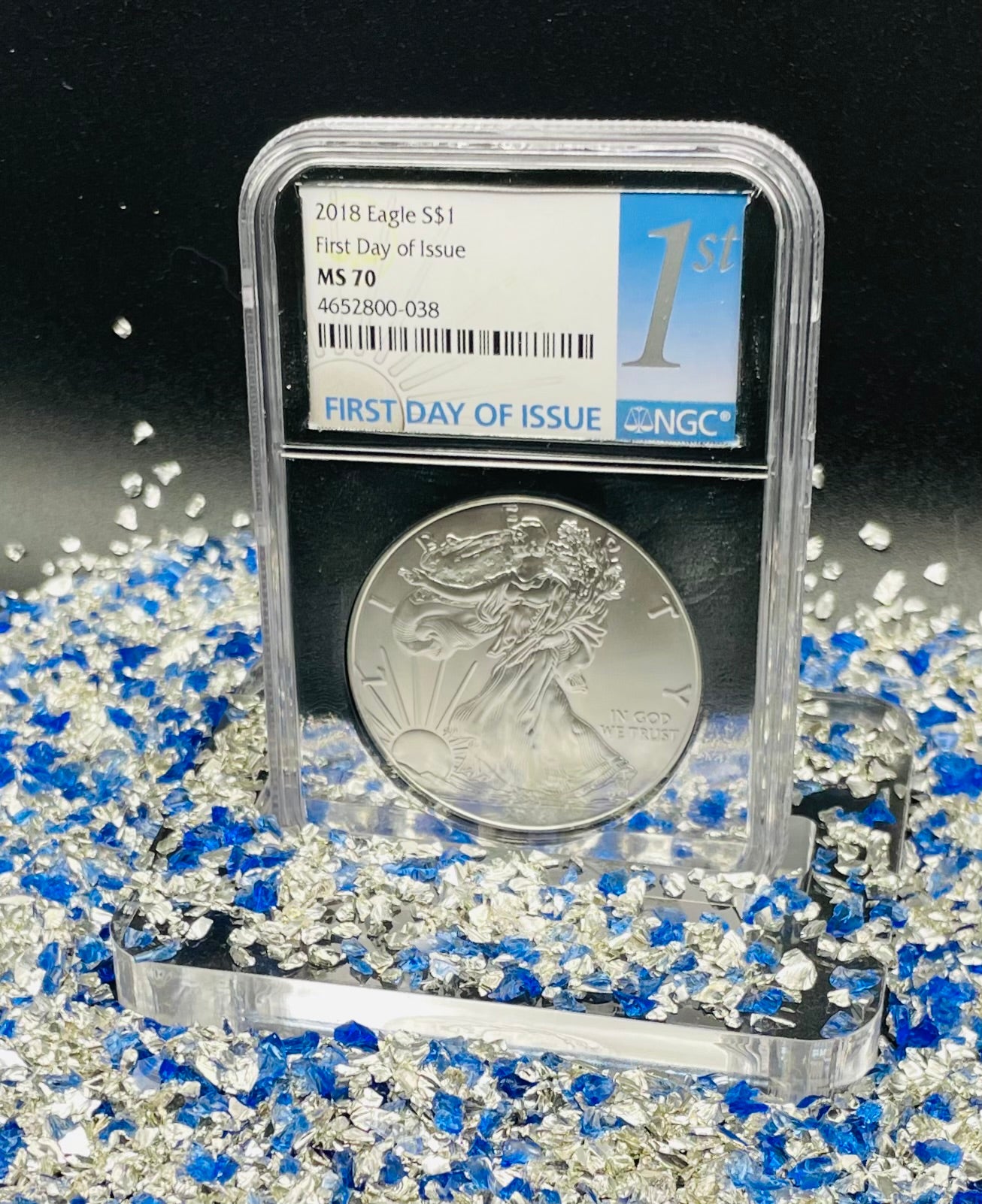 2018 $1 American Silver Eagle NGC MS70 First Day of Issue Rare Silver Foil Holder Low Mintage