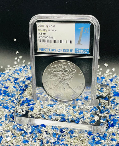 2018 $1 American Silver Eagle NGC MS70 First Day of Issue Rare Silver Foil Holder Low Mintage