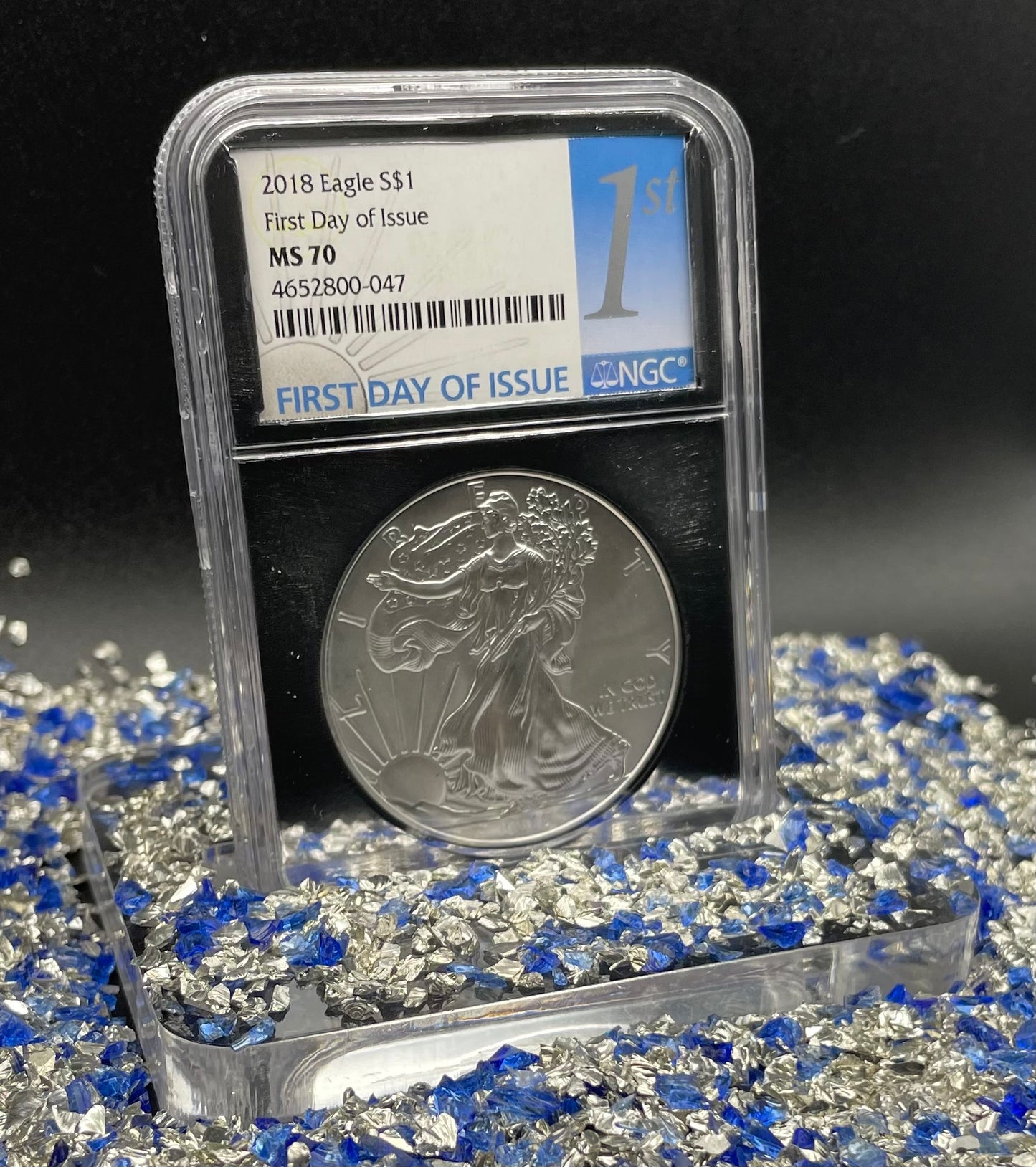 2018 $1 American Silver Eagle NGC MS70 First Day of Issue Rare Silver Foil Holder Low Mintage