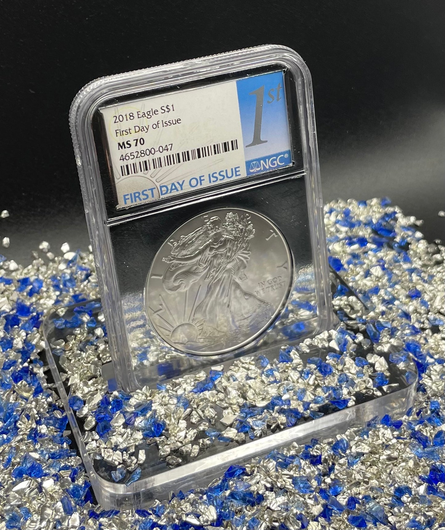 2018 $1 American Silver Eagle NGC MS70 First Day of Issue Rare Silver Foil Holder Low Mintage
