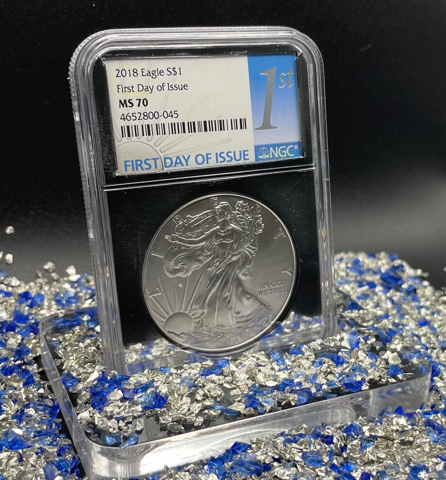 2018 $1 American Silver Eagle NGC MS70 First Day of Issue Rare Silver Foil Holder Low Mintage