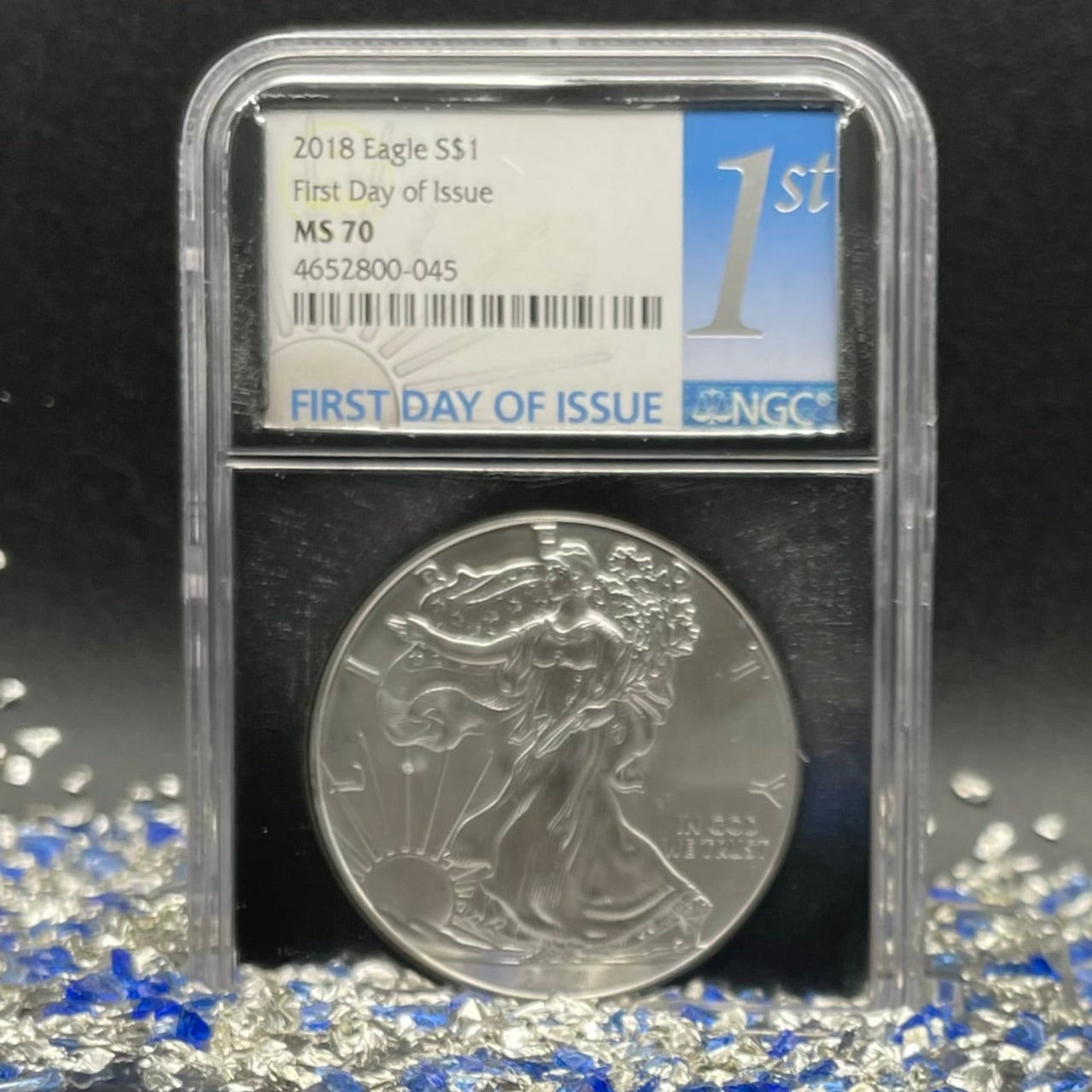2018 $1 American Silver Eagle NGC MS70 First Day of Issue Rare Silver Foil Holder Low Mintage