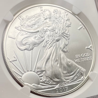 Burnished 2017 (W) $1 American Silver Eagle NGC MS70 Rare Premier Select Series Label Mint Condition
