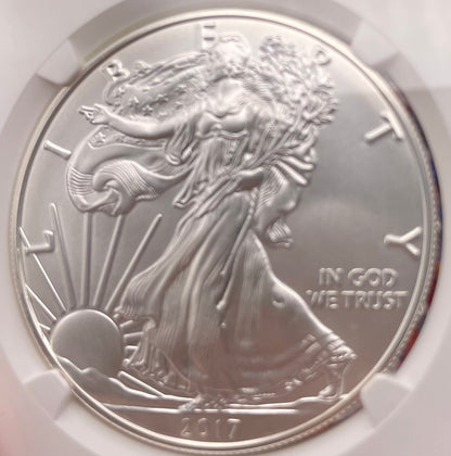 Burnished 2017 (W) $1 American Silver Eagle NGC MS70 Rare Premier Select Series Label Mint Condition