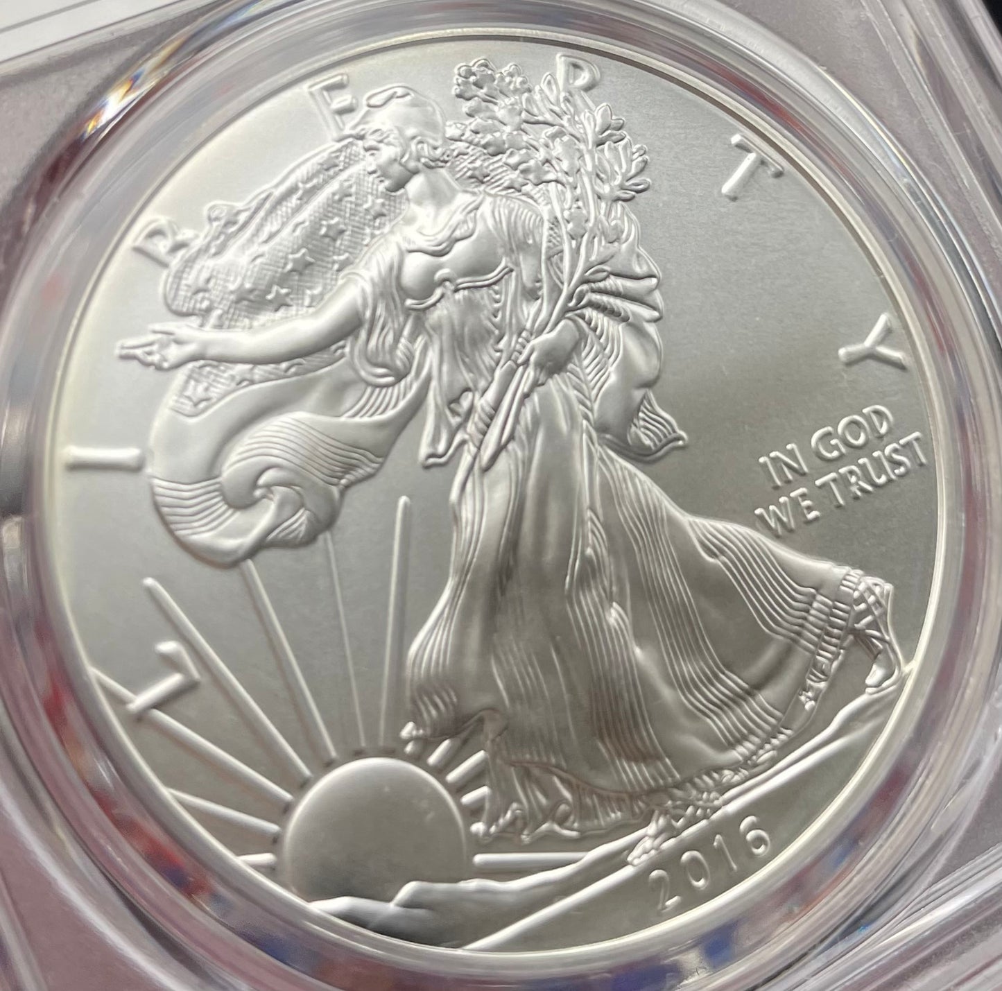 Burnished 2016 (W) $1 American Silver Eagle PCGS SP70 First Strike Edmund C Moy Signed Label Mint Condition (1 of 1,114)