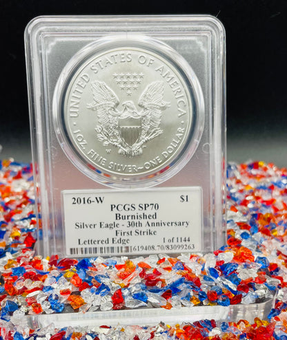 Burnished 2016 (W) $1 American Silver Eagle PCGS SP70 First Strike Edmund C Moy Signed Label Mint Condition (1 of 1,114)