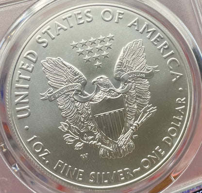 Burnished 2017 (W) $1 American Silver Eagle PCGS SP70 First Strike American Flag Label Mint Condition (1 of 4,869)