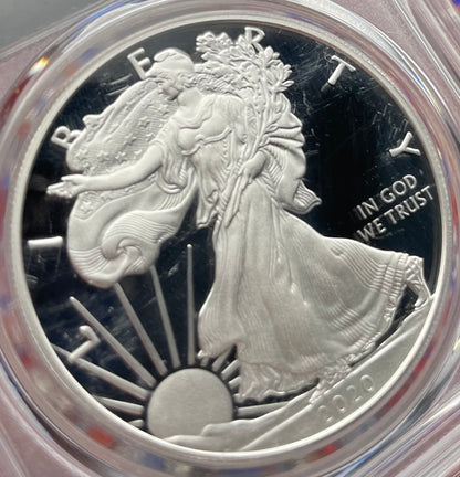 Proof 2020 (W) $1 American Silver Eagle PCGS PR70DCAM FDOI (Philadelphia) Master Designer Cleveland Signed (1 of 485)