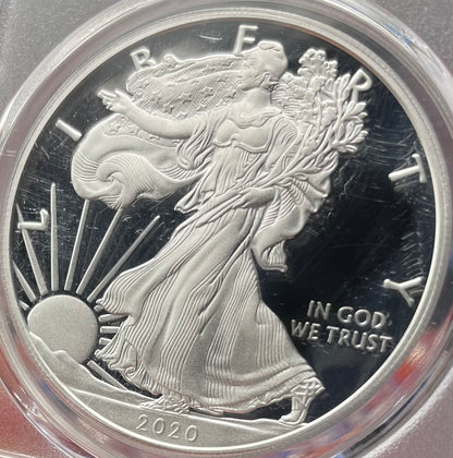 Proof 2020 (W) $1 American Silver Eagle PCGS PR70DCAM FDOI (Philadelphia) Master Designer Cleveland Signed (1 of 485)