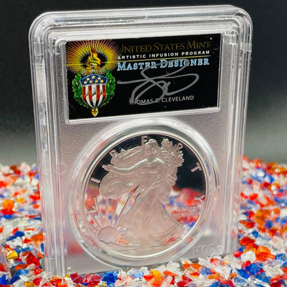 Proof 2020 (W) $1 American Silver Eagle PCGS PR70DCAM FDOI (Philadelphia) Master Designer Cleveland Signed (1 of 485)