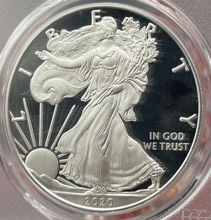 Proof 2020 (W) $1 American Silver Eagle PCGS PR70DCAM FDOI (Philadelphia) Master Designer Cleveland Signed (1 of 485)