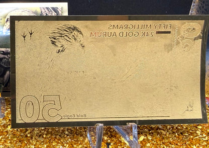 100 MG (2 x 50) 24K GOLD Aurum Notes Uncirculated - American Bald Eagle Rare