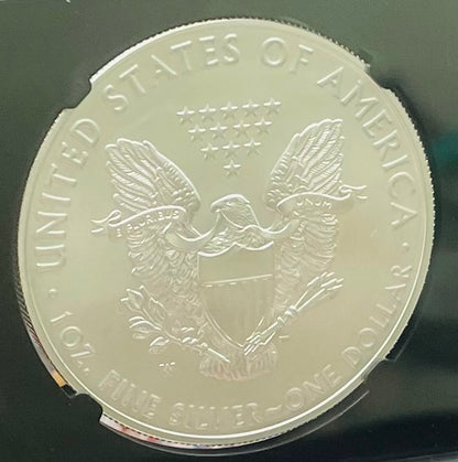 Burnished 2018 (W) $1 American Silver Eagle NGC MS70 First Releases Black Core with Eagle Label Mint Condition (1 of 658)