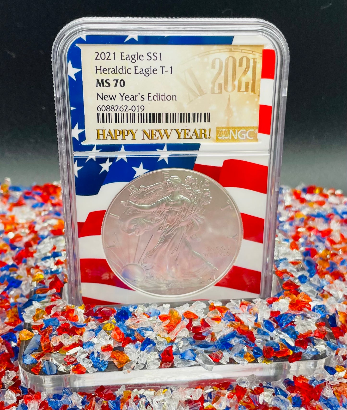 2021 $1 American Silver Eagle NGC MS70 New Years Edition Type 1 Ultra Rare Holder Mint Condition