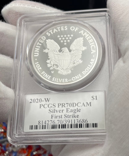 Proof 2020 (W) $1 American Silver Eagle PCGS PR70DCAM First Strike US Army General 5 Star General George Casey Jr (Ret) Signed (1 of 100)