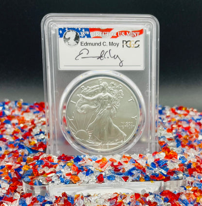 Burnished 2016 (W) $1 American Silver Eagle PCGS SP70 First Strike Edmund C Moy Signed Label Mint Condition (1 of 1,114)