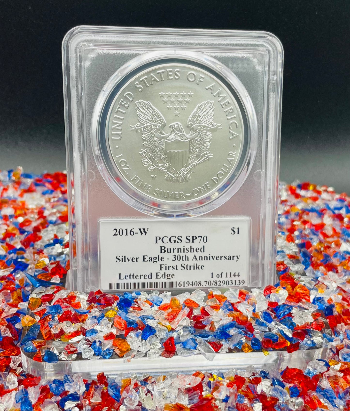 Burnished 2016 (W) $1 American Silver Eagle PCGS SP70 First Strike Edmund C Moy Signed Label Mint Condition (1 of 1,114)