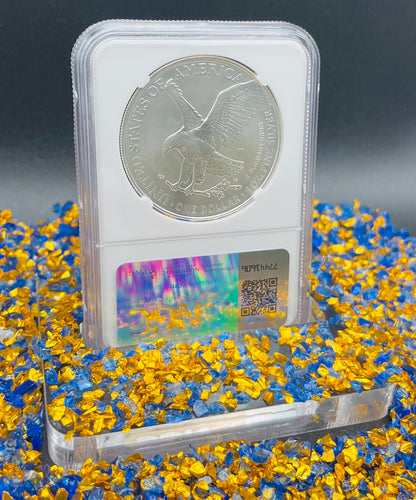 Burnished 2022 (W) $1 American Silver Eagle NGC MS70 Gold Star Label (Rare)