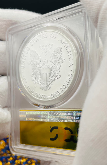 Burnished 2016 (W) $1 American Silver Eagle PCGS SP70 First Strike Gold Foil Label Mint Condition (1 of 2,016)