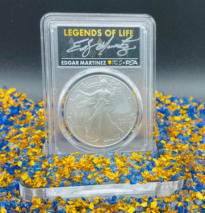 2025 $1 American Silver Eagle PCGS MS70 First Strike Legends of Life MLB Hall of Fame Edgar Martinez Signed Label Mint Condition (1 of 25)