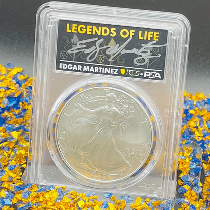 2025 $1 American Silver Eagle PCGS MS70 First Strike Legends of Life MLB Hall of Fame Edgar Martinez Signed Label Mint Condition (1 of 25)