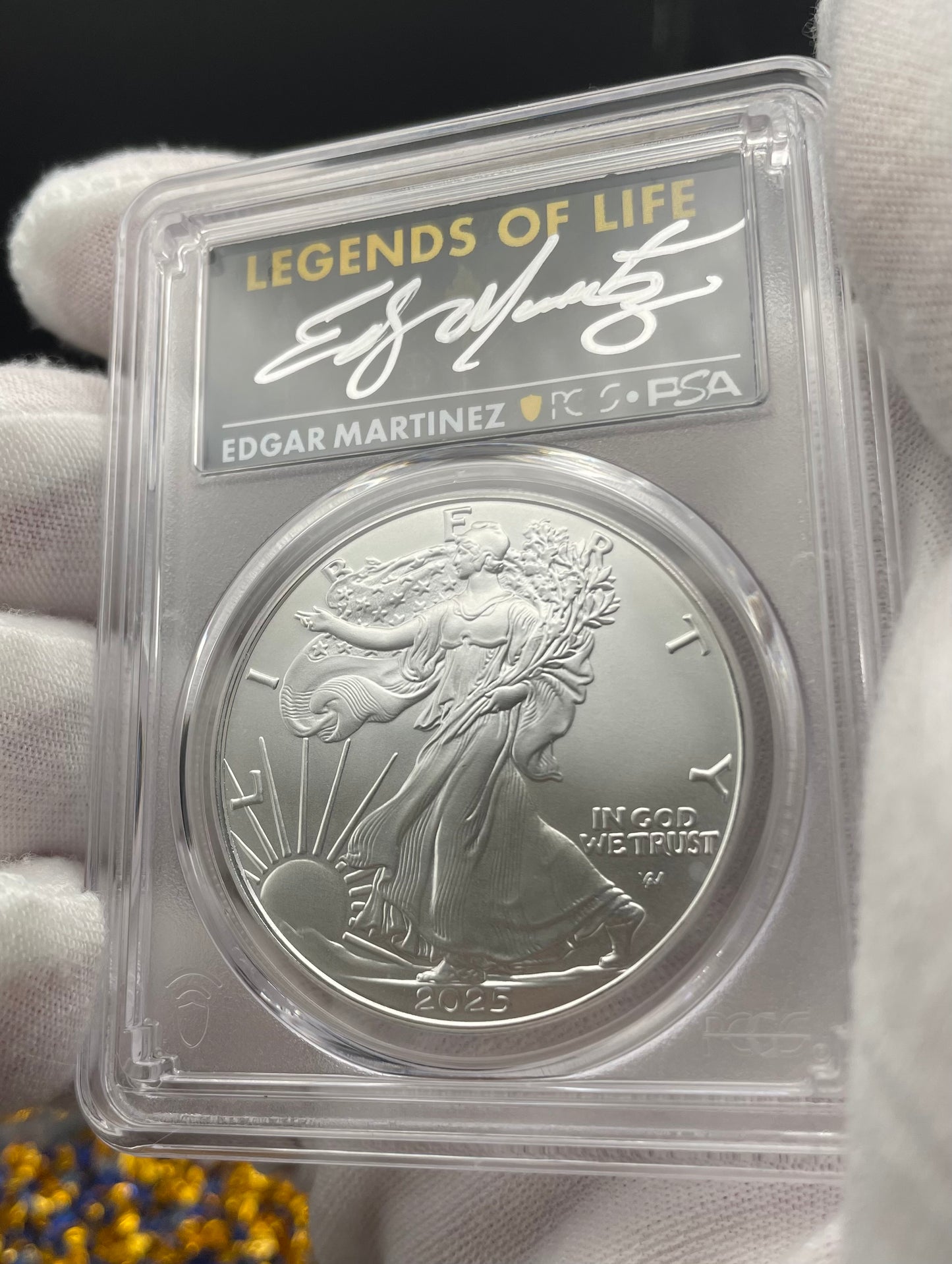 2025 $1 American Silver Eagle PCGS MS70 First Strike Legends of Life MLB Hall of Fame Edgar Martinez Signed Label Mint Condition (1 of 25)
