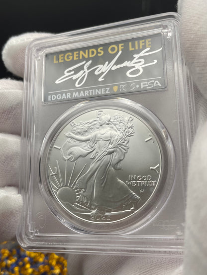 2025 $1 American Silver Eagle PCGS MS70 First Strike Legends of Life MLB Hall of Fame Edgar Martinez Signed Label Mint Condition (1 of 25)