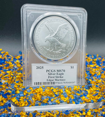 2025 $1 American Silver Eagle PCGS MS70 First Strike Legends of Life MLB Hall of Fame Edgar Martinez Signed Label Mint Condition (1 of 25)