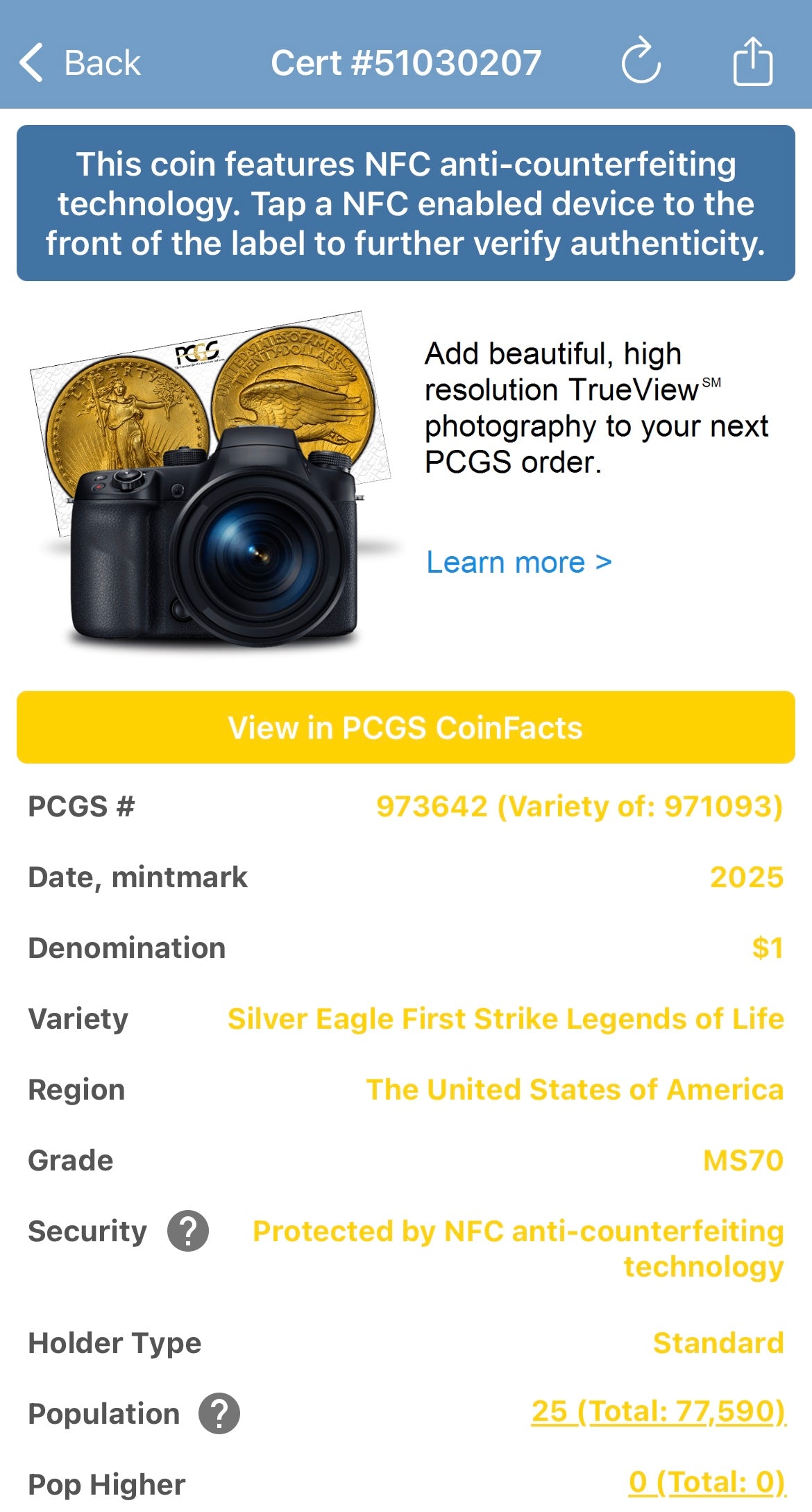 2025 $1 American Silver Eagle PCGS MS70 First Strike Legends of Life MLB Hall of Fame Edgar Martinez Signed Label Mint Condition (1 of 25)