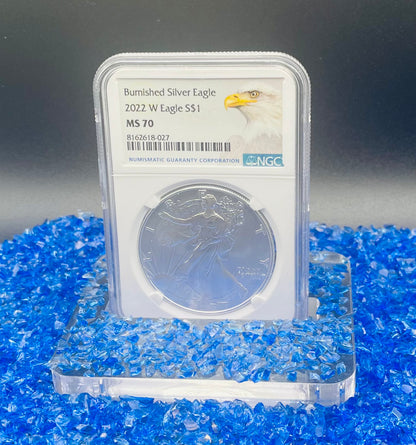 Burnished 2022 (W) $1 American Silver Eagle NGC MS70 Rare Silver Eagle Label