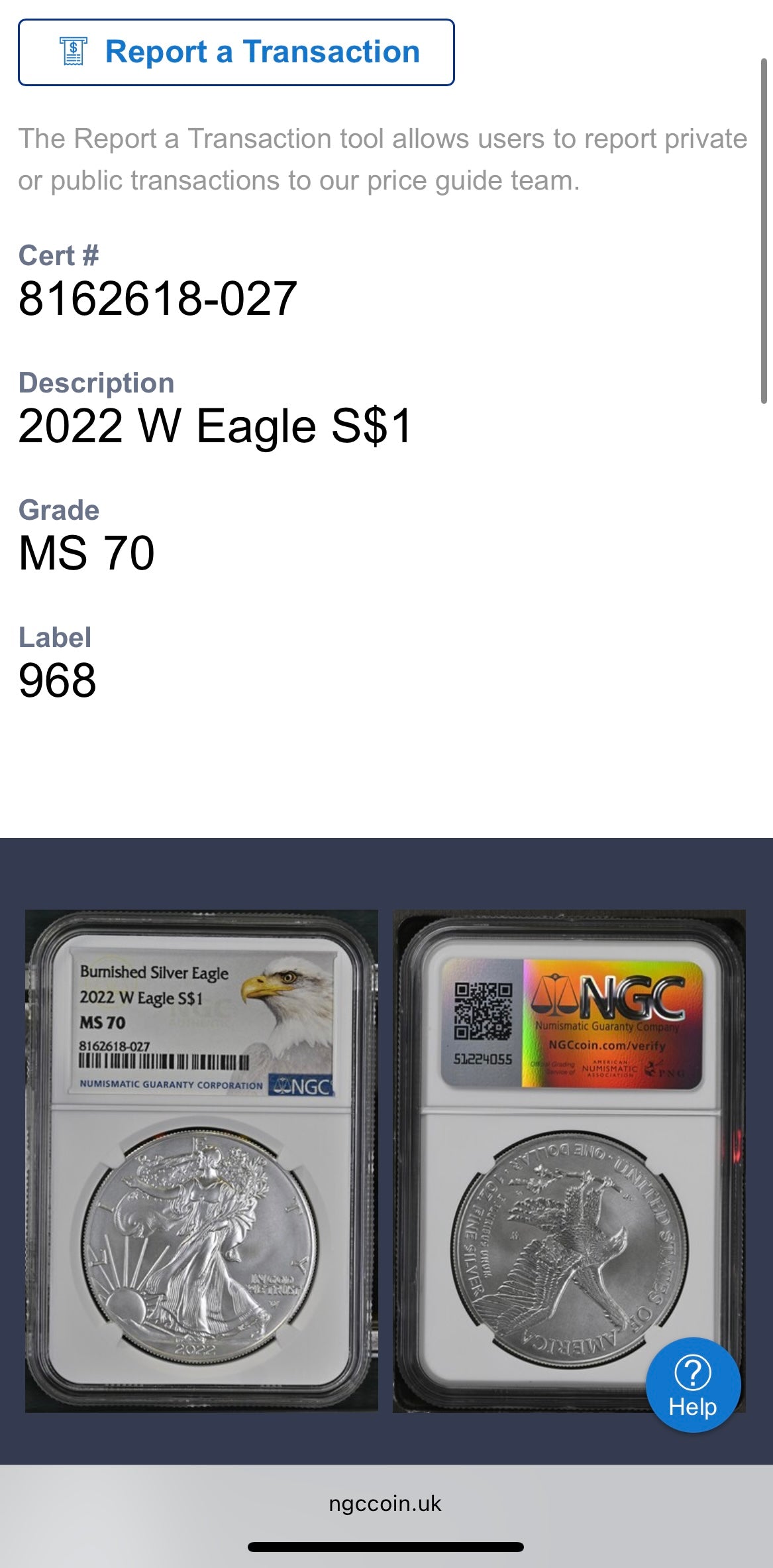 Burnished 2022 (W) $1 American Silver Eagle NGC MS70 Rare Silver Eagle Label