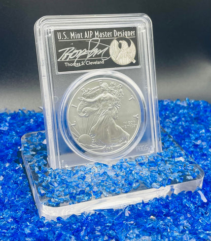 Burnished 2017 (W) $1 American Silver Eagle PCGS SP70 First Strike Thomas S. Cleveland Signed Label Mint Condition (1 of 150)