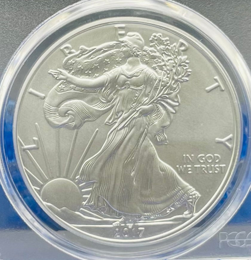 Burnished 2017 (W) $1 American Silver Eagle PCGS SP70 First Strike Thomas S. Cleveland Signed Label Mint Condition (1 of 150)