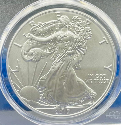 Burnished 2017 (W) $1 American Silver Eagle PCGS SP70 First Strike Thomas S. Cleveland Signed Label Mint Condition (1 of 150)
