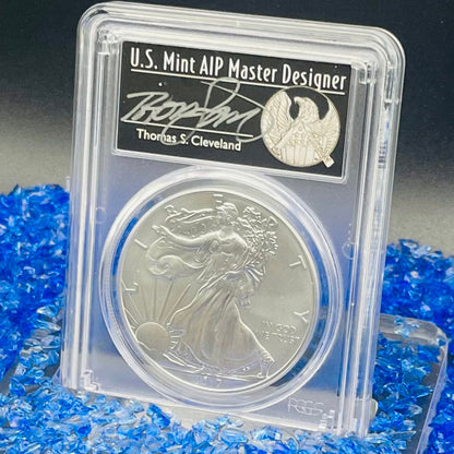 Burnished 2017 (W) $1 American Silver Eagle PCGS SP70 First Strike Thomas S. Cleveland Signed Label Mint Condition (1 of 150)