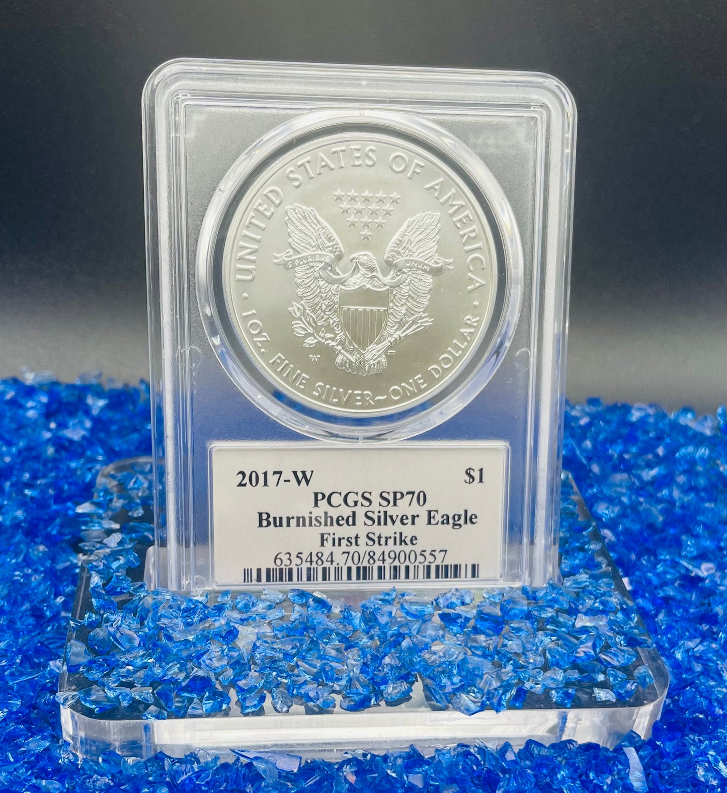 Burnished 2017 (W) $1 American Silver Eagle PCGS SP70 First Strike Thomas S. Cleveland Signed Label Mint Condition (1 of 150)