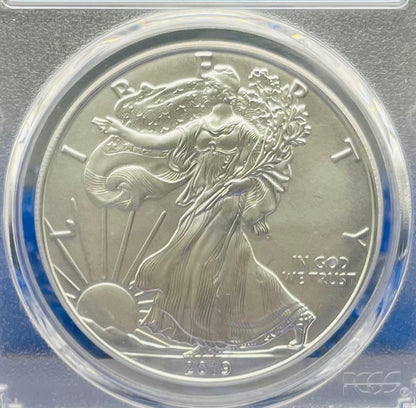 Burnished 2019 (W) $1 American Silver Eagle PCGS SP70 First Strike U.S. Mint AIP Master Designer Blue Label Signed by Thomas S. Cleveland Mint Condition (1 of 150)