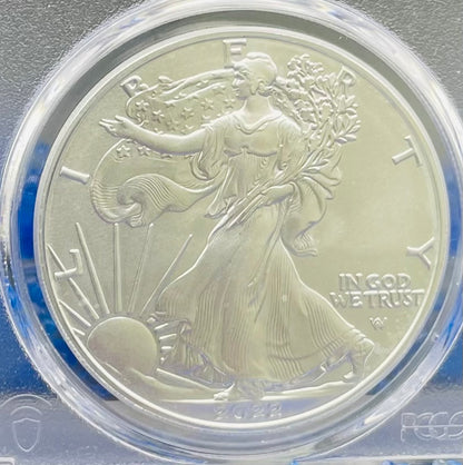 Burnished 2022 (W) $1 American Silver Eagle PCGS SP70 US Mint Private Auction Ultra Breaks Silver Foil Label Mint Condition (1 of 1,335)