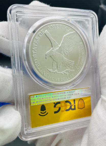 2024 $1 (W) American Silver Eagle PCGS MS70 First Day of Issue Gold Foil Label Mint Condition (Rare 1 of 2,024)