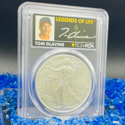 2024 $1 American Silver Eagle PCGS MS70 FDOI Legends of Life MLB Hall of Fame Tom Glavin Signed Label Mint Condition(Rare 1 of 15)