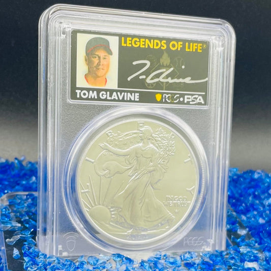 2024 $1 American Silver Eagle PCGS MS70 FDOI Legends of Life MLB Hall of Fame Tom Glavin Signed Label Mint Condition(Rare 1 of 15)