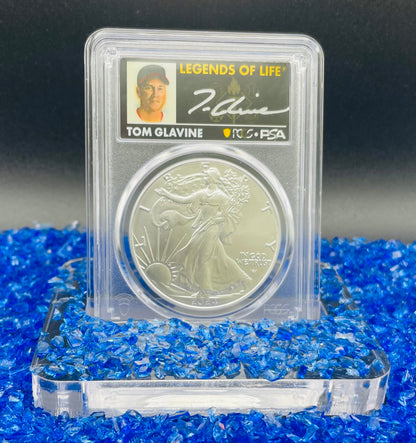 2024 $1 American Silver Eagle PCGS MS70 FDOI Legends of Life MLB Hall of Fame Tom Glavin Signed Label Mint Condition(Rare 1 of 15)