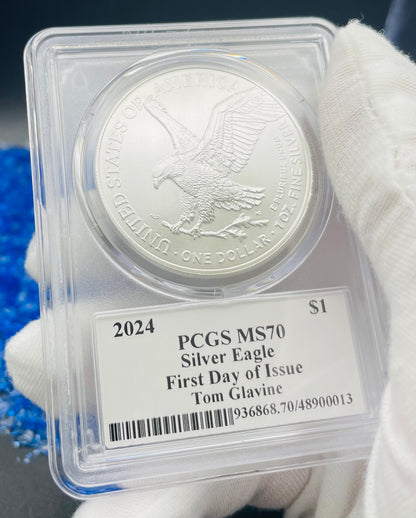 2024 $1 American Silver Eagle PCGS MS70 FDOI Legends of Life MLB Hall of Fame Tom Glavin Signed Label Mint Condition(Rare 1 of 15)
