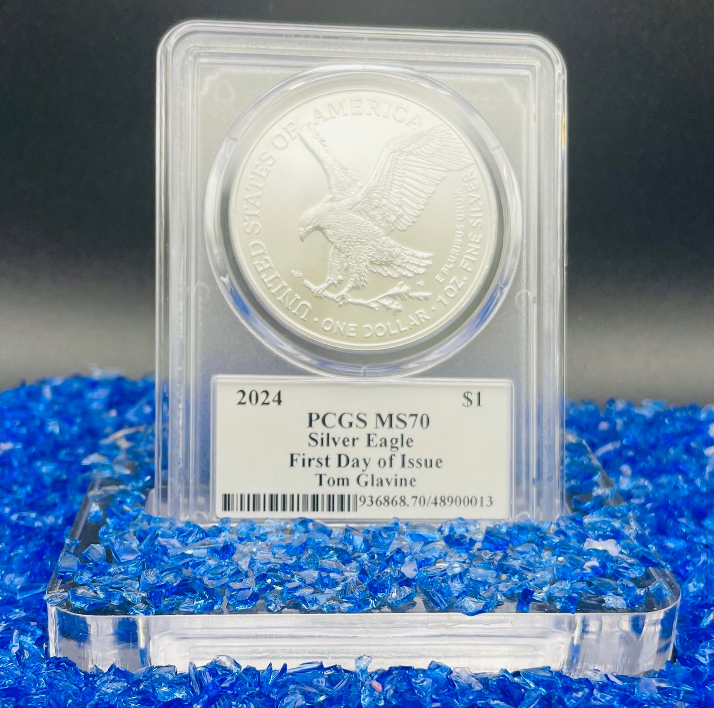 2024 $1 American Silver Eagle PCGS MS70 FDOI Legends of Life MLB Hall of Fame Tom Glavin Signed Label Mint Condition(Rare 1 of 15)